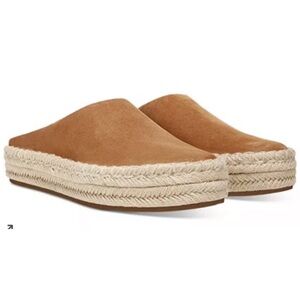 VINCE Ulla Hemp Leather Espadrille Platform Tan Mules SIZE 9.5 NWOT $230. NICE!